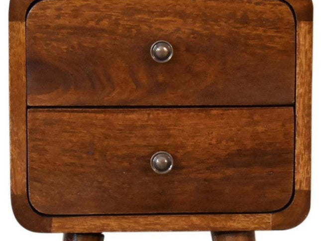 22" Brown Solid Wood Two Drawer Nightstand