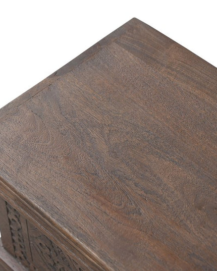 54" Brown Solid Wood Medallion Storage Ottoman