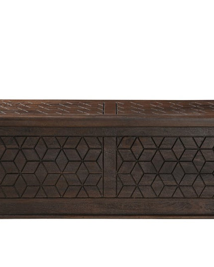 52" Brown Solid Wood Geometric Storage Ottoman