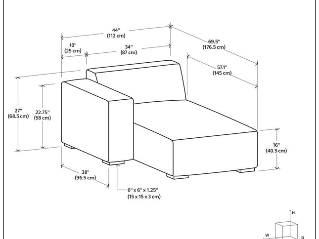 44" Gray and Brown Fabric Arm Chair