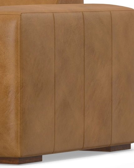 44" Sienna and Brown Leather Arm Chair