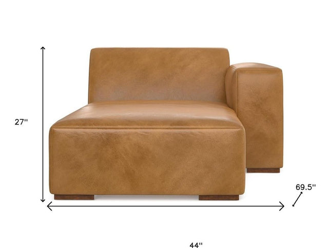 44" Sienna and Brown Leather Arm Chair