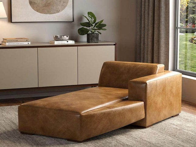 44" Sienna and Brown Leather Arm Chair