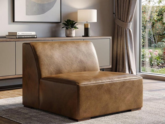 34" Brown Leather Arm Chair