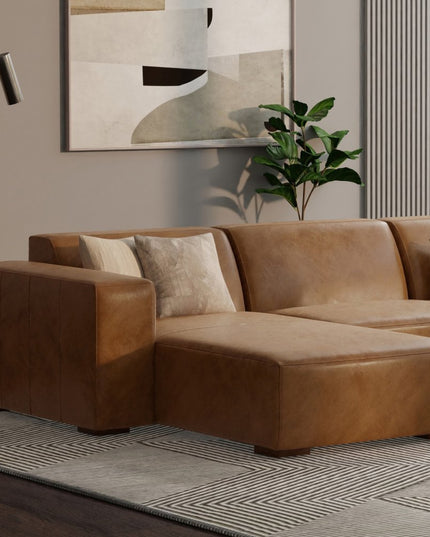 44" Brown Leather Arm Chair