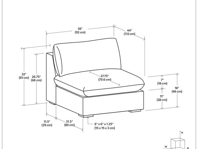 36" Gray and Brown Fabric Arm Chair