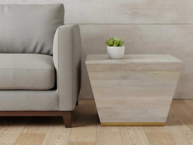 19" White Solid Wood Square End Table