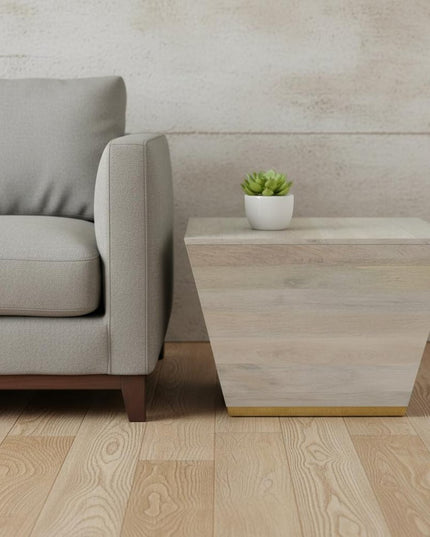 19" White Solid Wood Square End Table