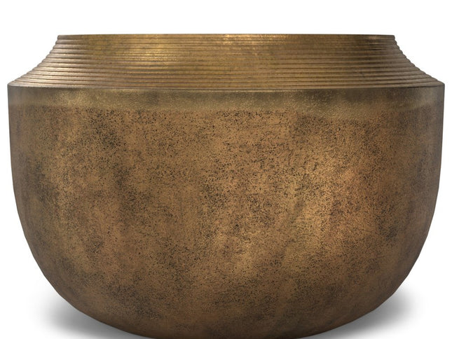 13" Antiqued Brass Aluminum Round Drum End Table