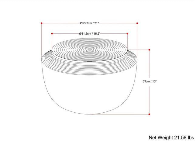 13" Antiqued Brass Aluminum Round Drum End Table