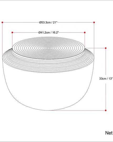 13" Antiqued Brass Aluminum Round Drum End Table
