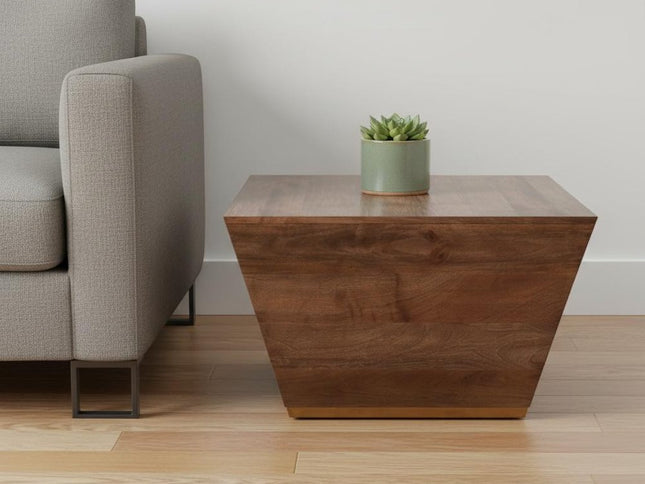 19" Dark Brown Solid Wood Square End Table