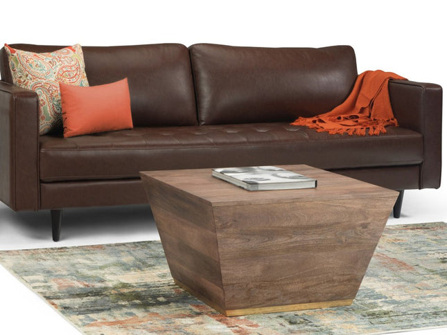 19" Dark Brown Solid Wood Square End Table