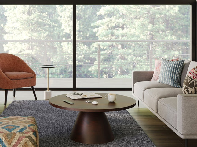 16" Walnut Solid Wood Round Pedestal End Table