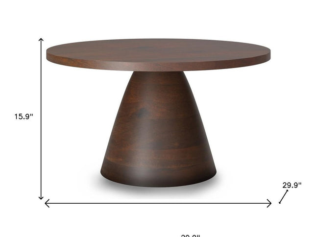 16" Walnut Solid Wood Round Pedestal End Table