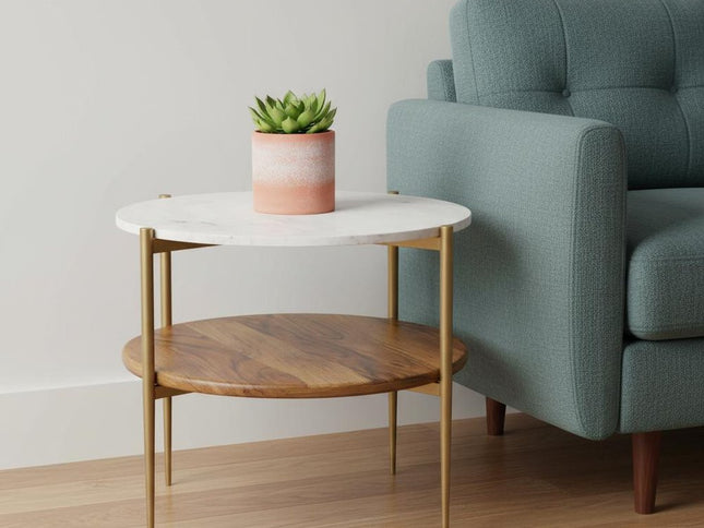 17" White Solid Wood Round End Table