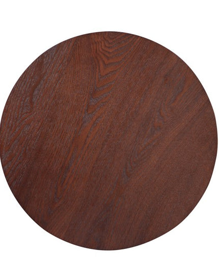 22" Brown Wood Round Pedestal End Table