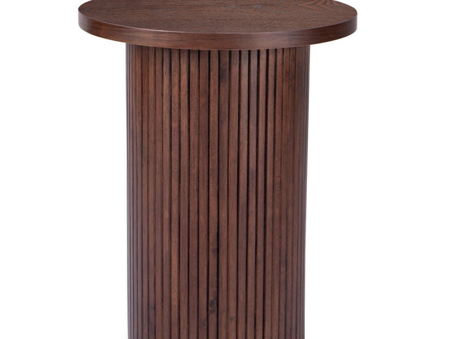 22" Brown Wood Round Pedestal End Table