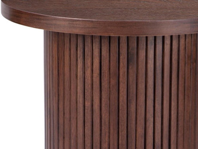 22" Brown Wood Round Pedestal End Table