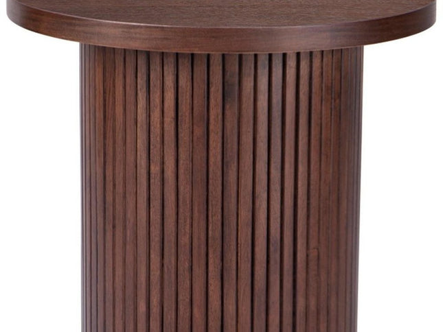 22" Brown Wood Round Pedestal End Table