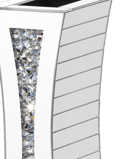 36" Silver Faux Crystal And Mirrored Glass Floor Vase