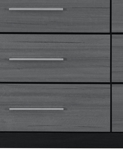 63" Black And Gray Wood Six Drawer Double Dresser