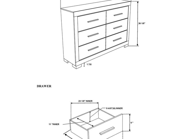 63" Natural And White Wood Six Drawer Double Dresser