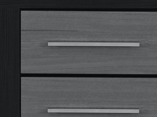 23" Black And Gray Wood Square Two Drawer Nightstand