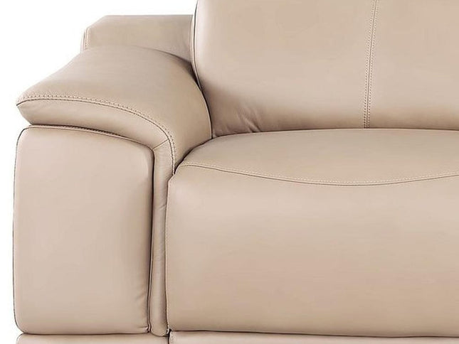 108" Beige Leather Reclining USB Sofa