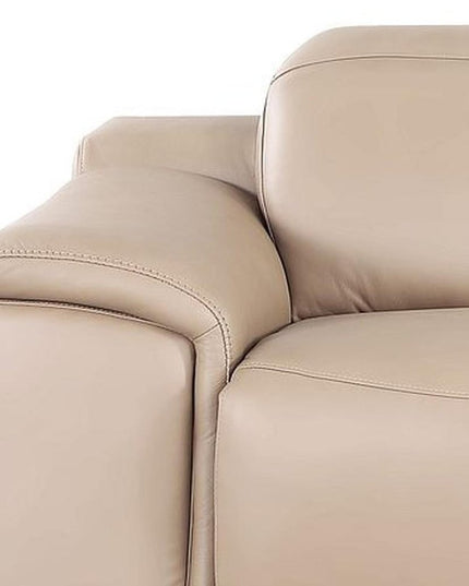 108" Beige Leather Reclining USB Sofa