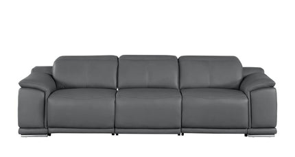 107" Dark Gray Top Grain Leather Reclining USB Sofa
