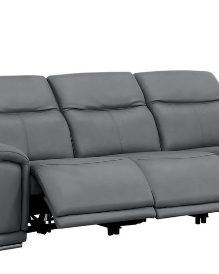 107" Dark Gray Top Grain Leather Reclining USB Sofa