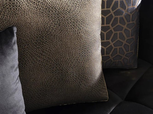 Black Velvet U Shaped Three Piece Sofa and Chaise Sectional With Toss Pillows