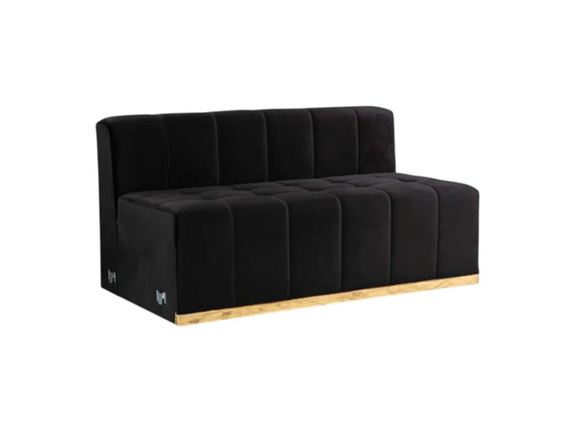Black Velvet U Shaped Three Piece Sofa and Chaise Sectional With Toss Pillows