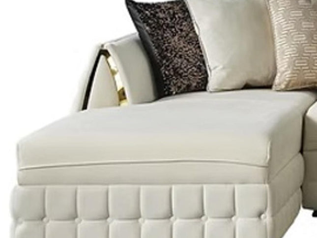 Cream Velvet U Shaped Sofa and Chaise Sectional With Toss Pillows