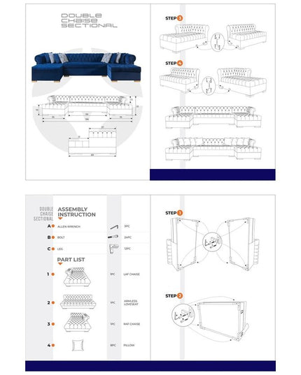 Pink Velvet U Shaped Three Piece Sofa and Chaise Sectional With Toss Pillows