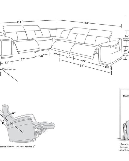Beige Leather Power Reclining L Shaped Five Piece Corner Sectional