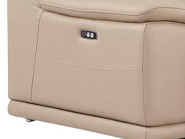 Beige Leather Modular L Shaped Five Piece Corner Sectional