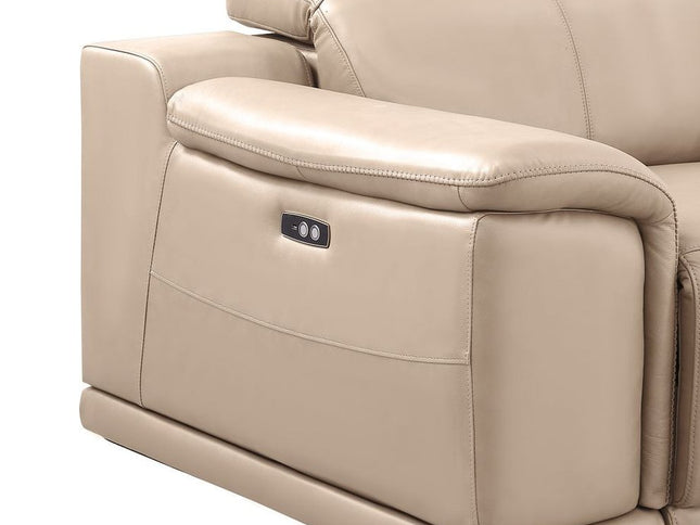 Beige Leather Modular U Shaped Eight Piece Corner Sectional