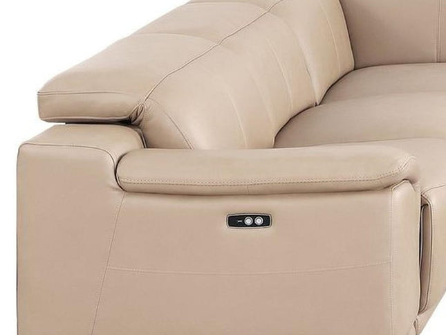 Beige Leather Modular U Shaped Eight Piece Corner Sectional