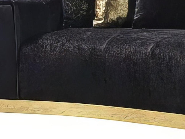 Black Velvet Modular Curved Two Piece Sectional With Toss Pillows