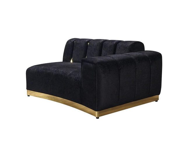 Black Velvet Modular Curved Two Piece Sectional With Toss Pillows