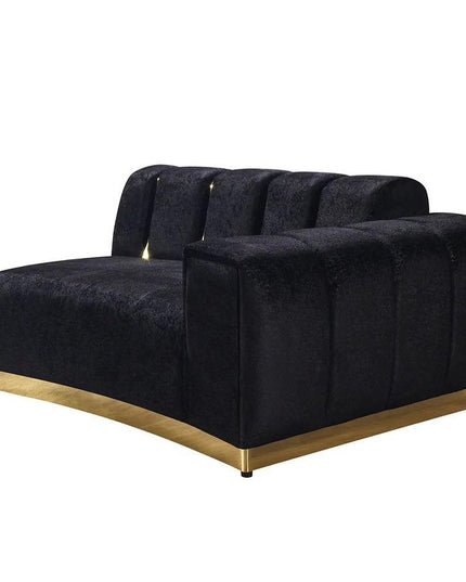 Black Velvet Modular Curved Two Piece Sectional With Toss Pillows
