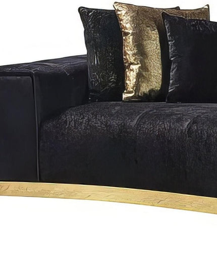 Black Velvet Modular Curved Two Piece Sectional With Toss Pillows