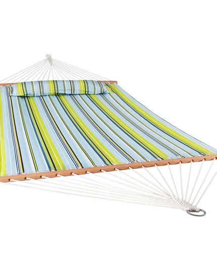 Aqua And Lime Green Striped Double Hammock