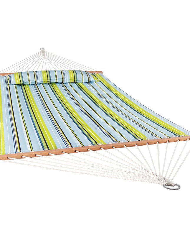 Aqua And Lime Green Striped Double Hammock