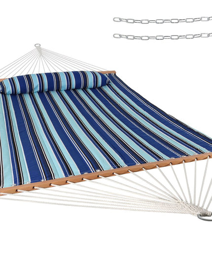 Light Blue And Dark Blue Striped Double Hammock