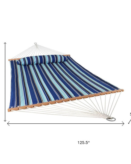 Light Blue And Dark Blue Striped Double Hammock