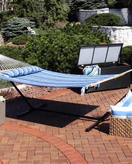 Light Blue And Dark Blue Striped Double Hammock