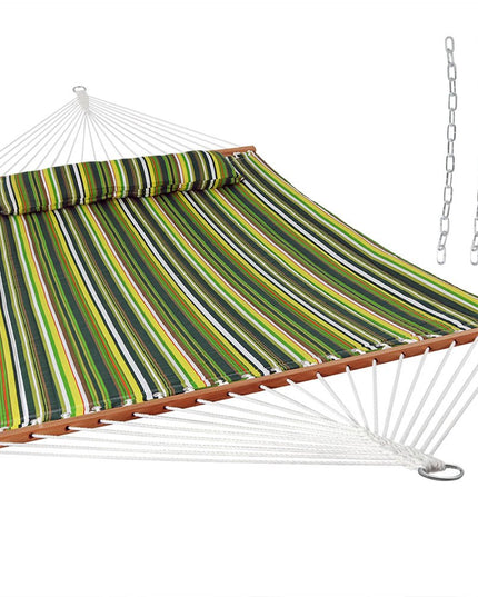 Green And Yellow Striped Double Hammock